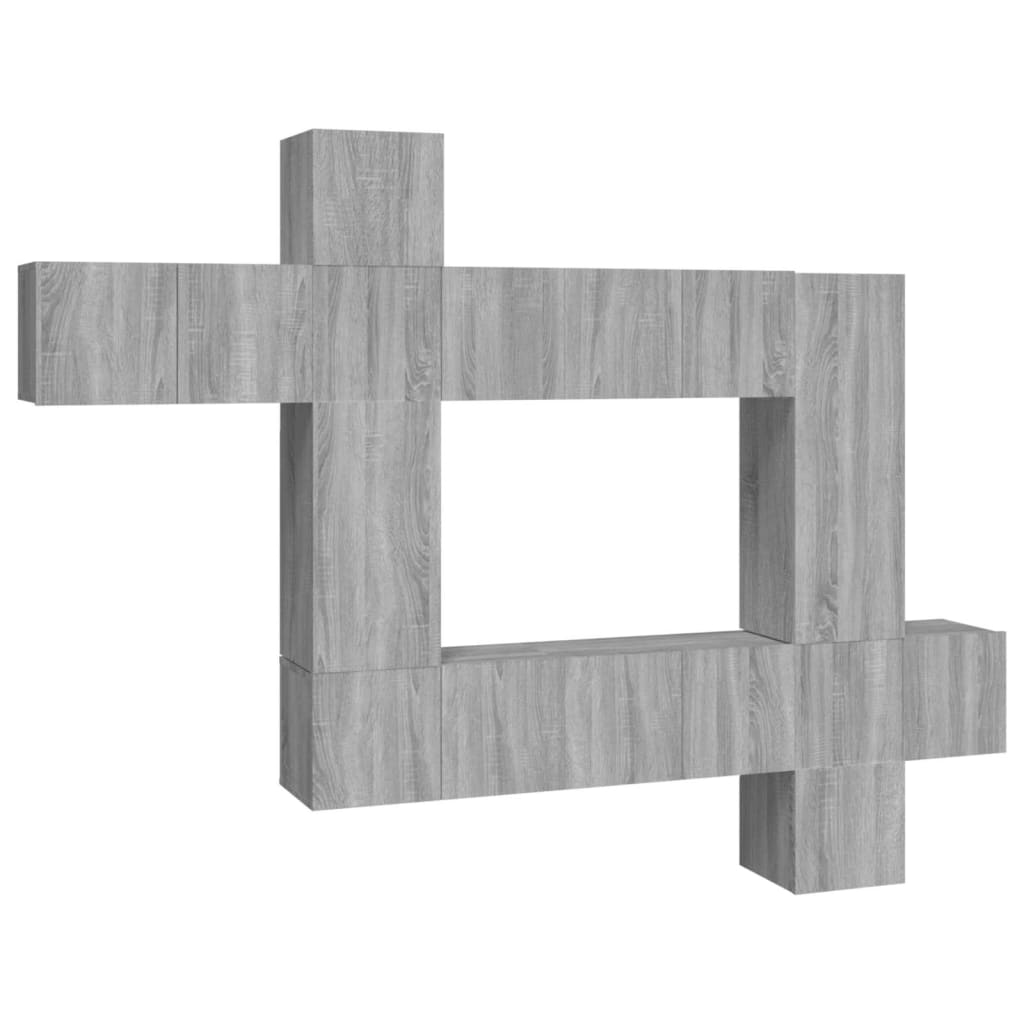 Ensemble de meubles TV 10 pcs Sonoma gris Bois d'ingénierie - XIOS