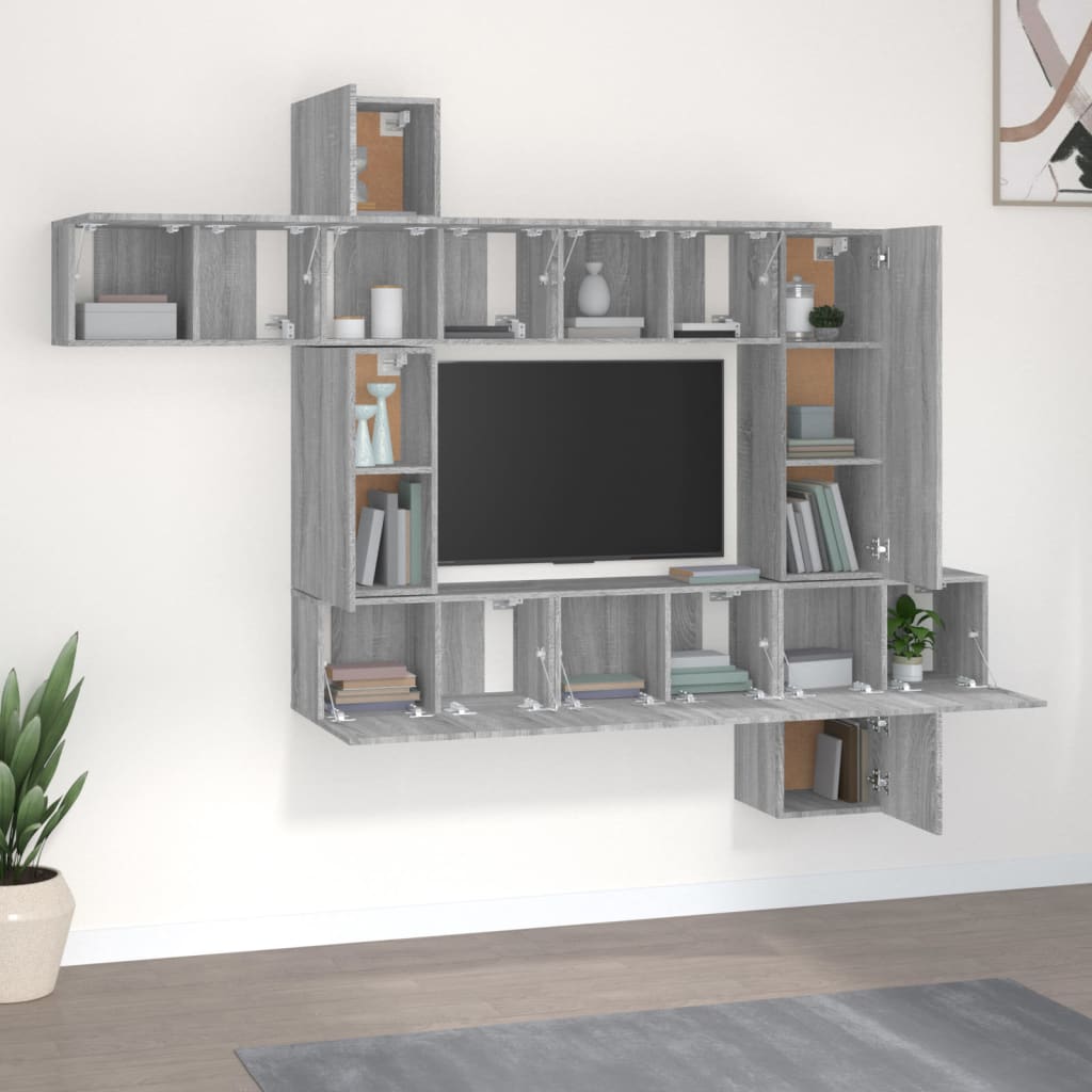 Ensemble de meubles TV 10 pcs Sonoma gris Bois d'ingénierie - XIOS