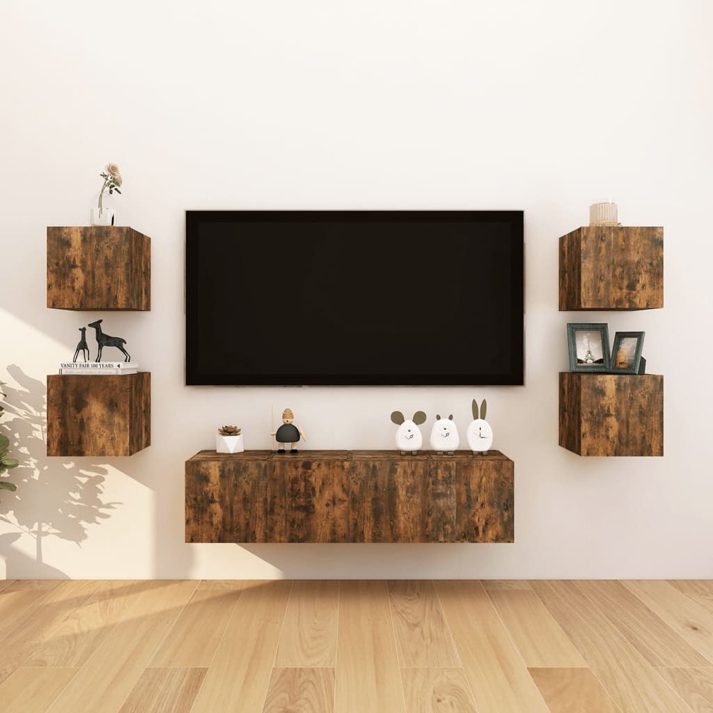 Meubles TV muraux 8 pcs Chêne fumé 30,5x30x30 cm Meubles TV vidaXL   