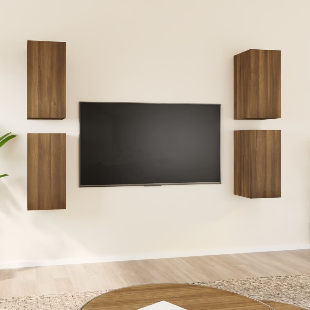 Meubles TV 4 pcs Chêne marron 30,5x30x60 cm Bois d'ingénierie Meubles TV vidaXL   