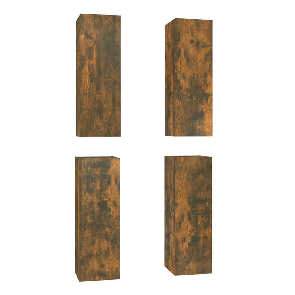 Meubles TV 4 pcs Chêne fumé 30,5x30x90 cm Bois d'ingénierie - XIOS