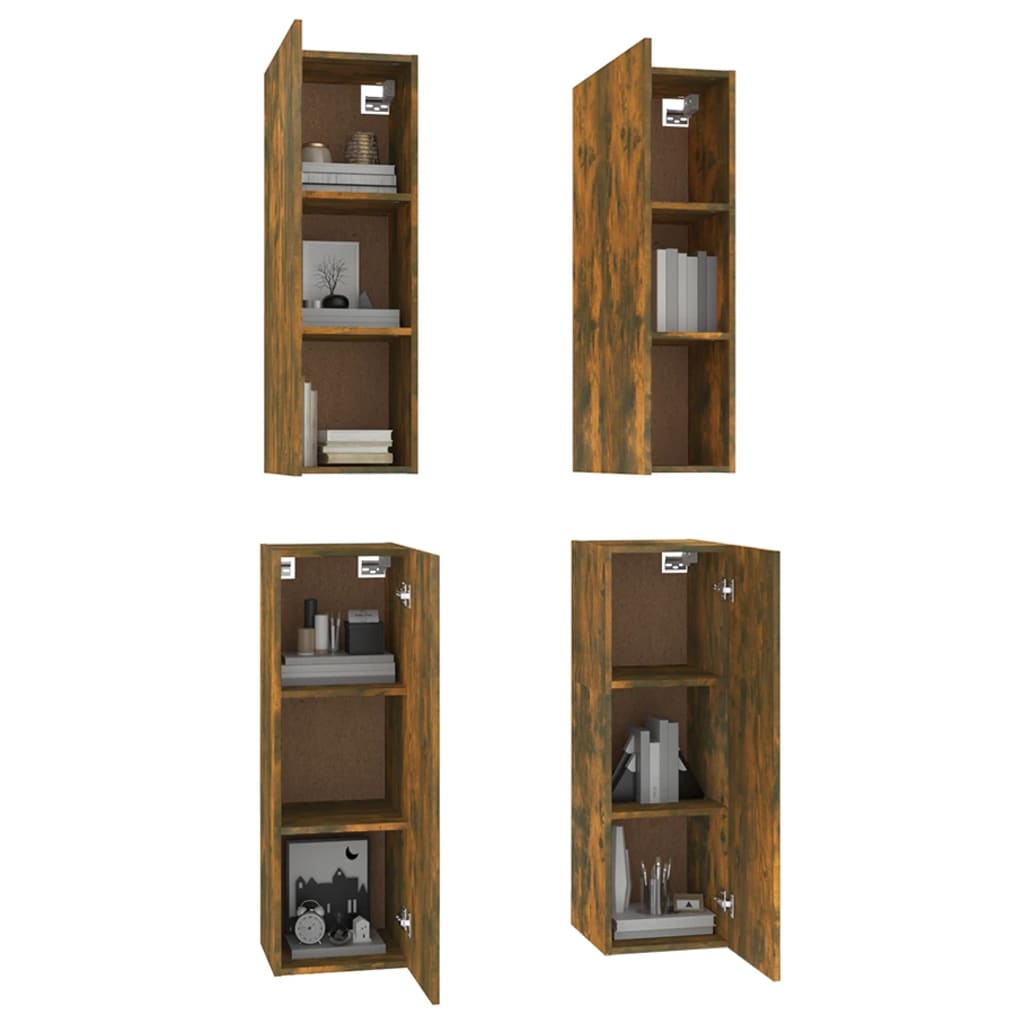Meubles TV 4 pcs Chêne fumé 30,5x30x90 cm Bois d'ingénierie - XIOS