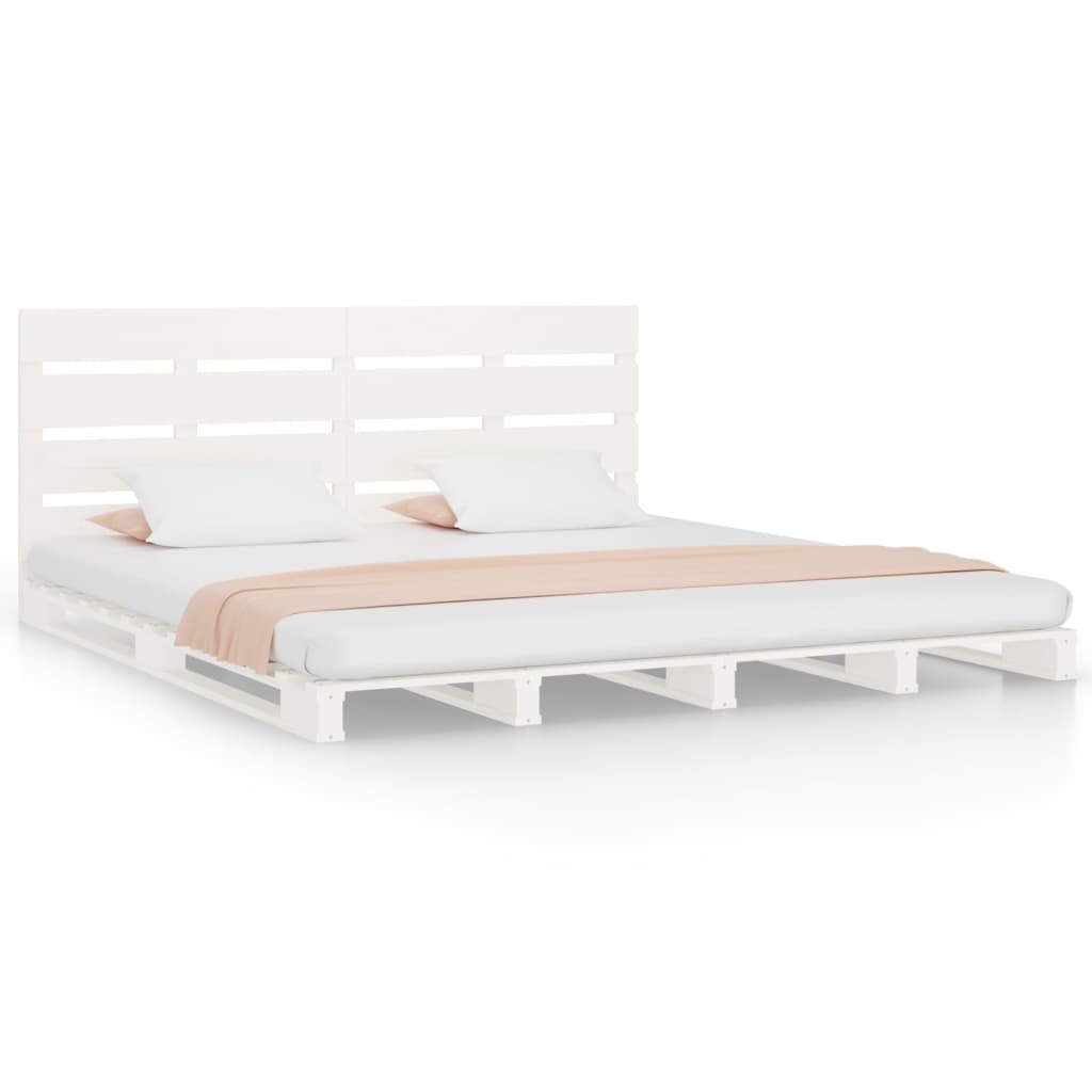 Cadre de lit sans matelas blanc 180x200 cm bois massif de pin - XIOS