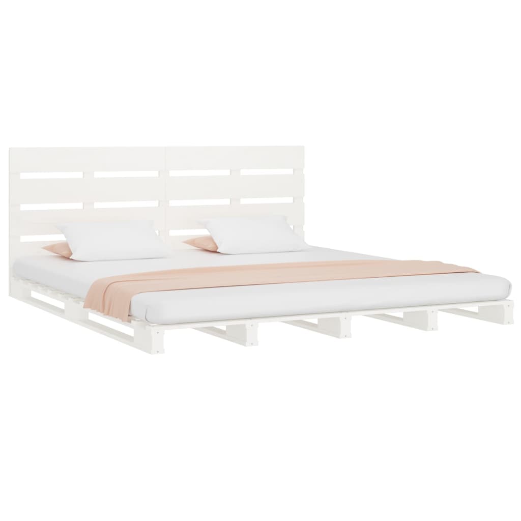 Cadre de lit sans matelas blanc 180x200 cm bois massif de pin - XIOS
