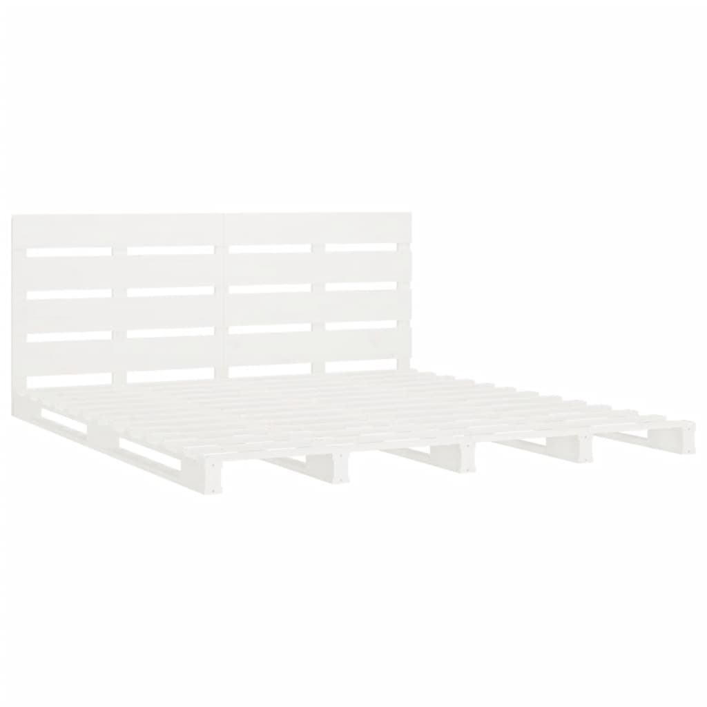 Cadre de lit sans matelas blanc 135x190 cm bois de pin massif - XIOS