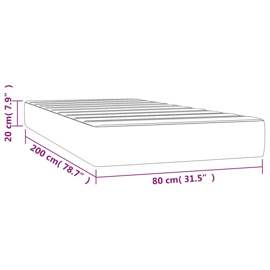 Matelas de lit à ressorts ensachés Rose 80x200x20 cm Velours - XIOS