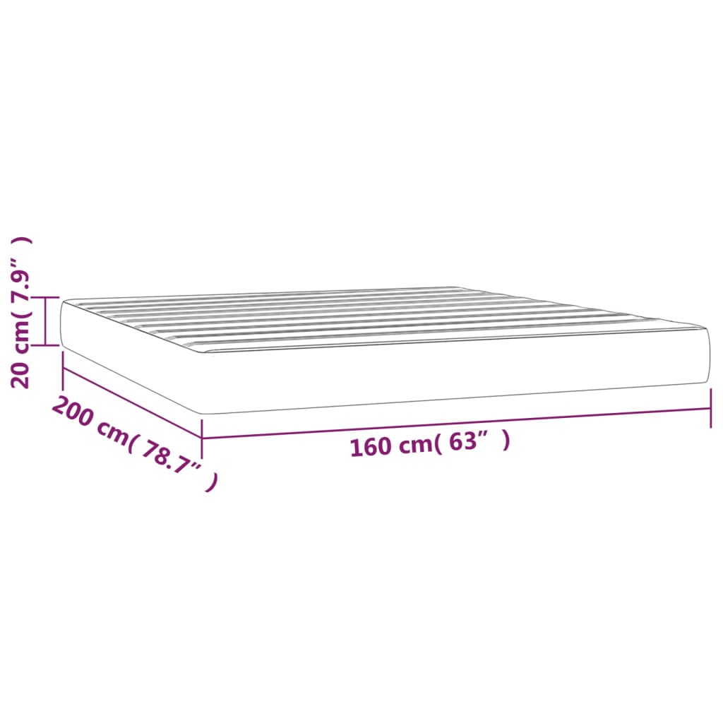 Matelas de lit à ressorts ensachés Noir 160x200x20 cm Tissu - XIOS