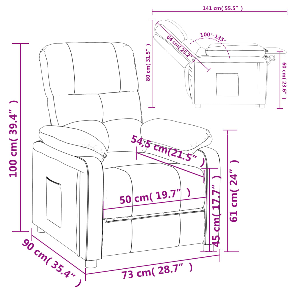 Fauteuil inclinable Noir Tissu - XIOS