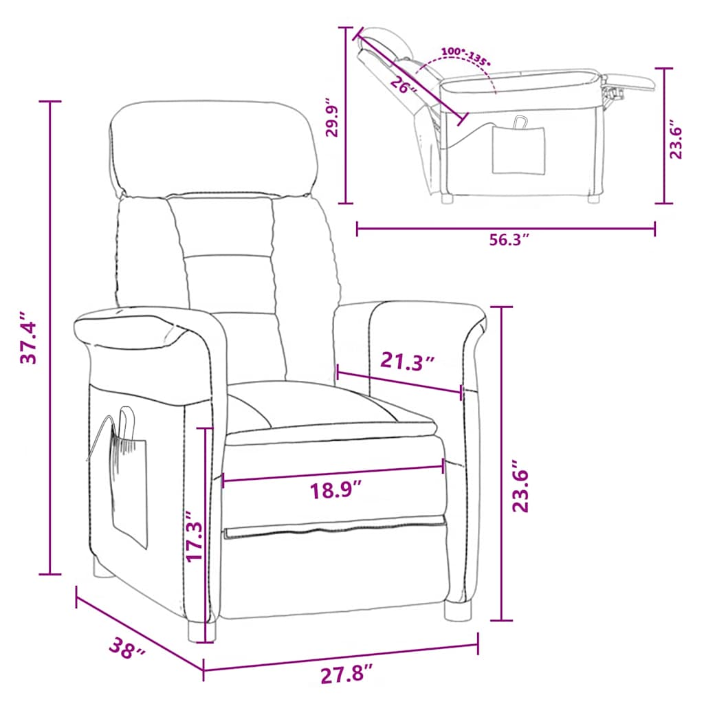 Fauteuil de massage vidaXL en microfibre marron