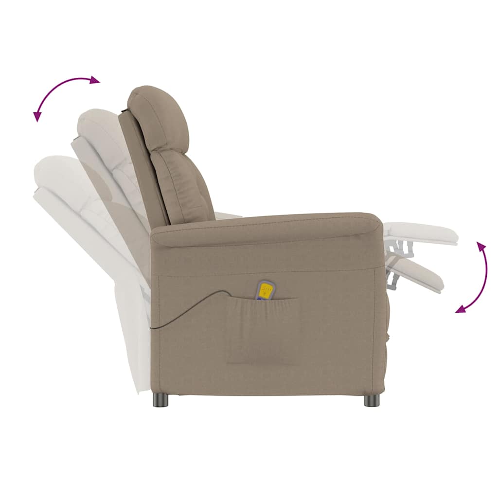 Fauteuil de massage vidaXL en tissu microfibre taupe
