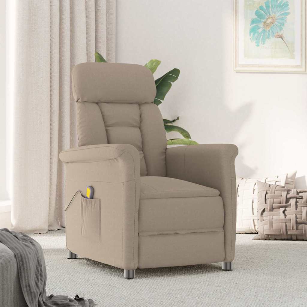 Fauteuil de massage vidaXL en tissu microfibre taupe