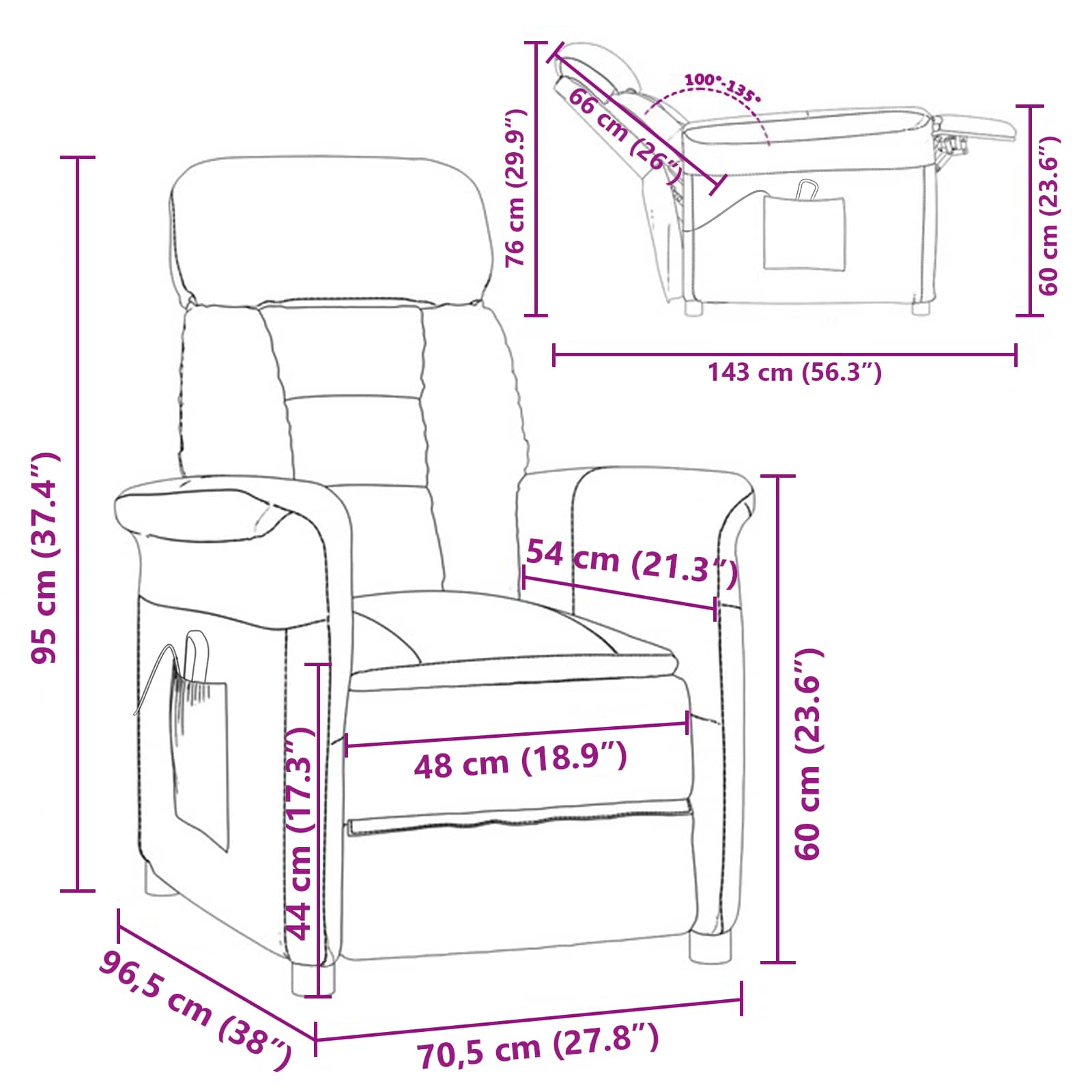 Chaise de massage Gris clair 96,5 x 70,5 x 95 cm Microfibre