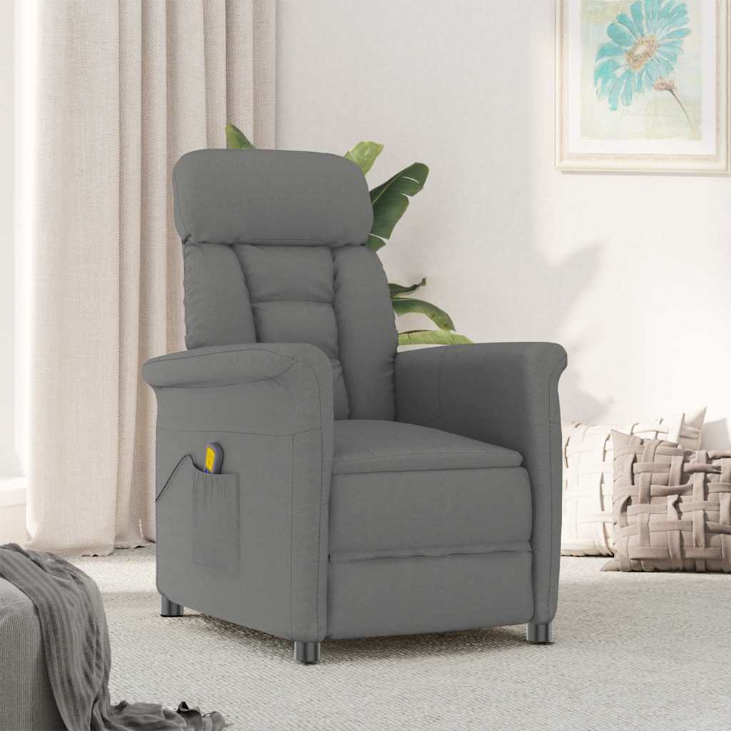 Fauteuil de massage vidaXL en tissu microfibre gris foncé