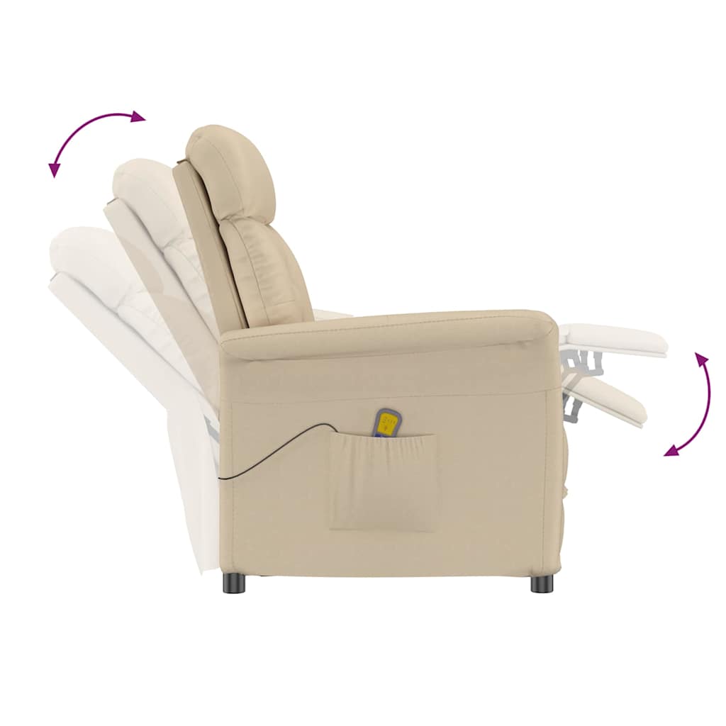 Fauteuil de massage vidaXL en microfibre crème