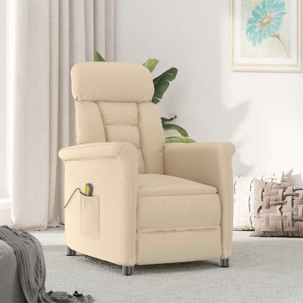 Fauteuil de massage vidaXL en microfibre crème