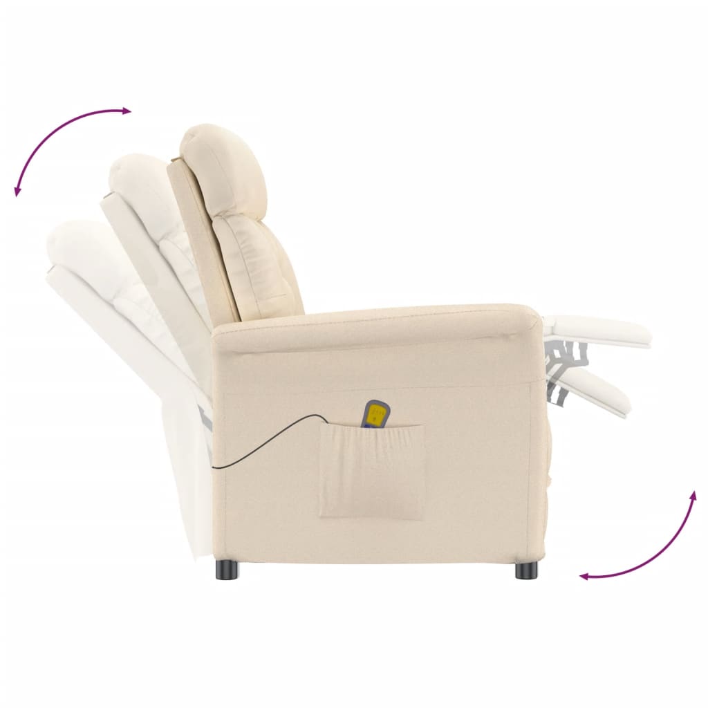 Fauteuil de massage Beige Tissu microfibre Fauteuils électriques vidaXL