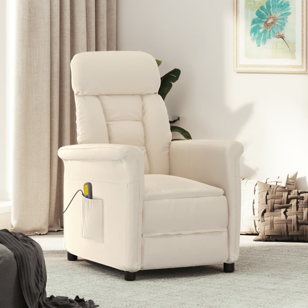 Fauteuil de massage Beige Tissu microfibre Fauteuils électriques vidaXL