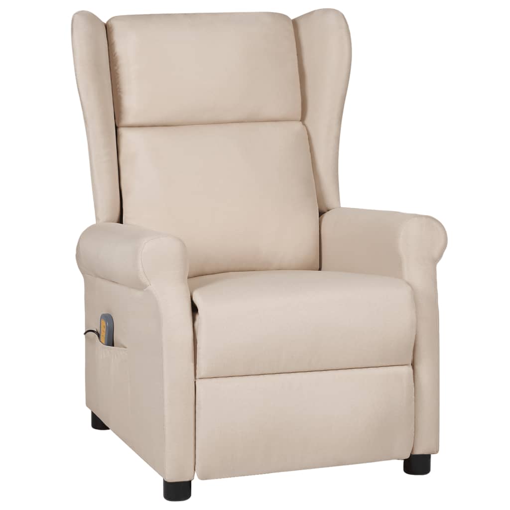Fauteuil de massage Crème Tissu Fauteuils électriques vidaXL