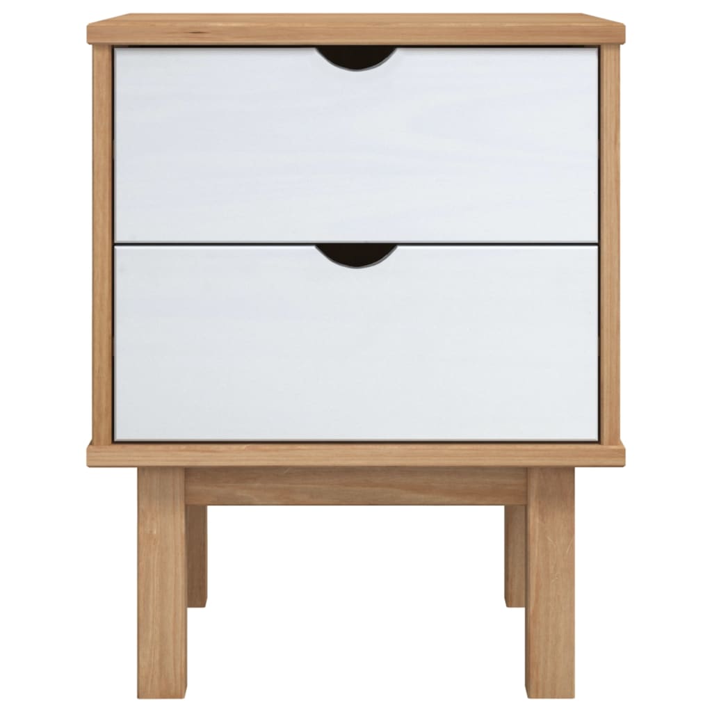 Table de chevet OTTA marron et blanc 45x39x57cm bois pin massif - XIOS