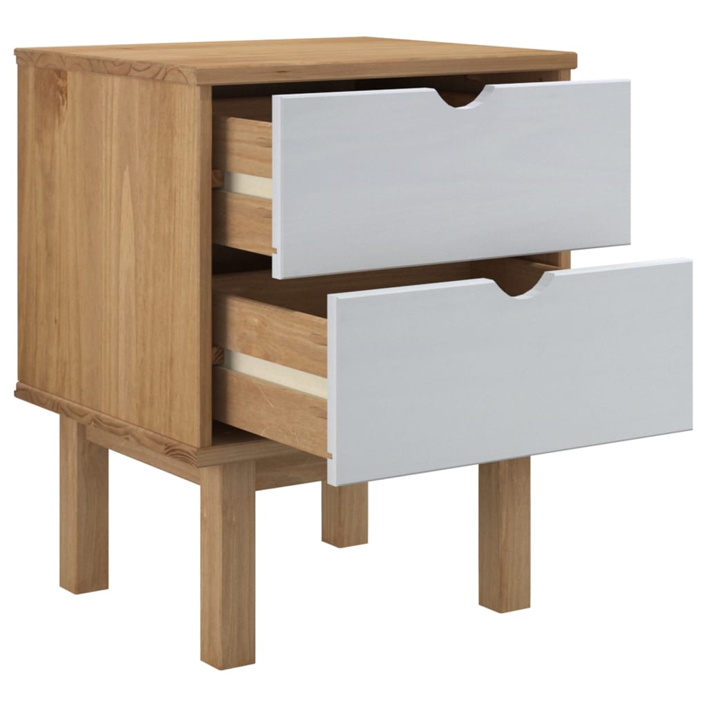 Table de chevet OTTA marron et blanc 45x39x57cm bois pin massif - XIOS