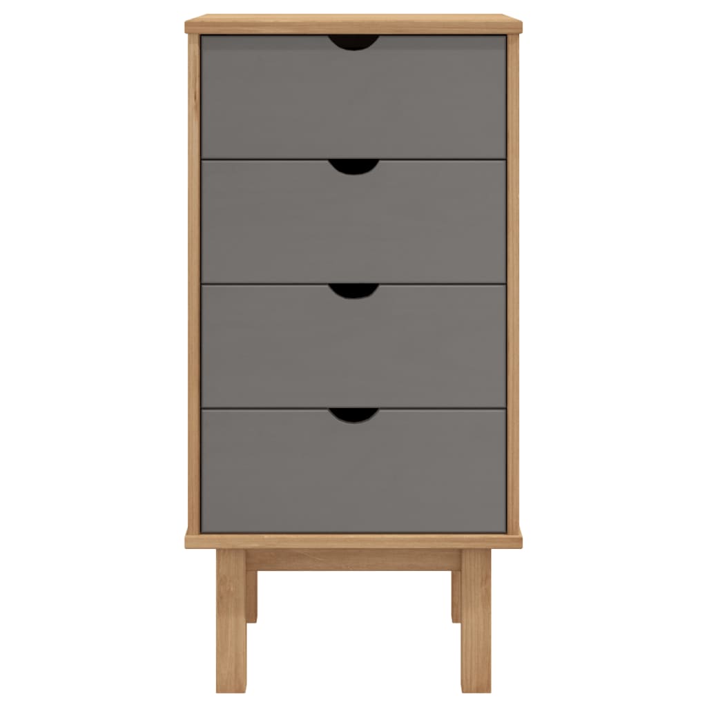 Commode OTTA marron et gris 45x39x90 cm bois de pin massif - XIOS