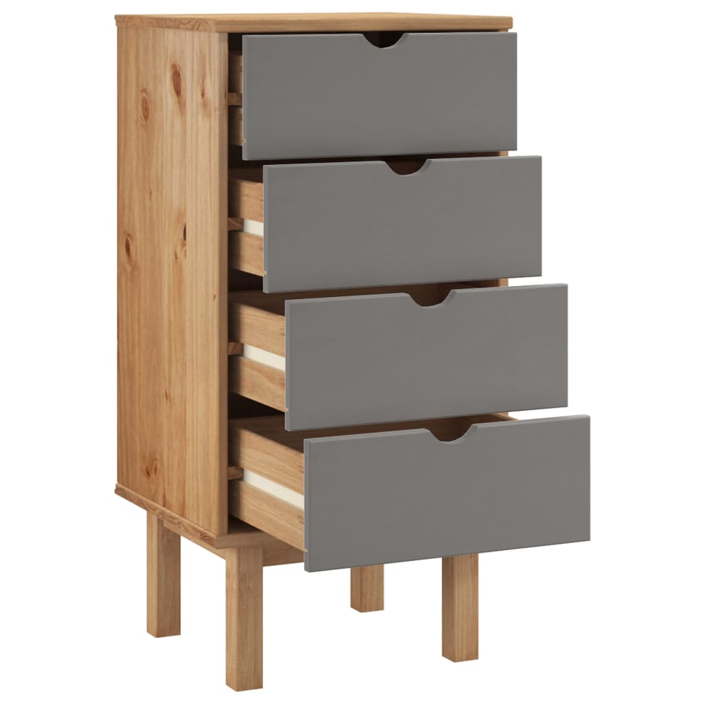 Commode OTTA marron et gris 45x39x90 cm bois de pin massif - XIOS