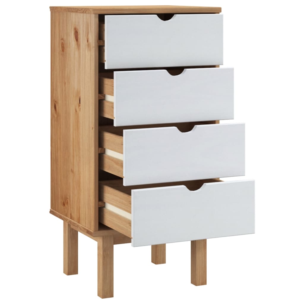 Commode OTTA marron et blanc 45x39x90 cm bois de pin massif - XIOS