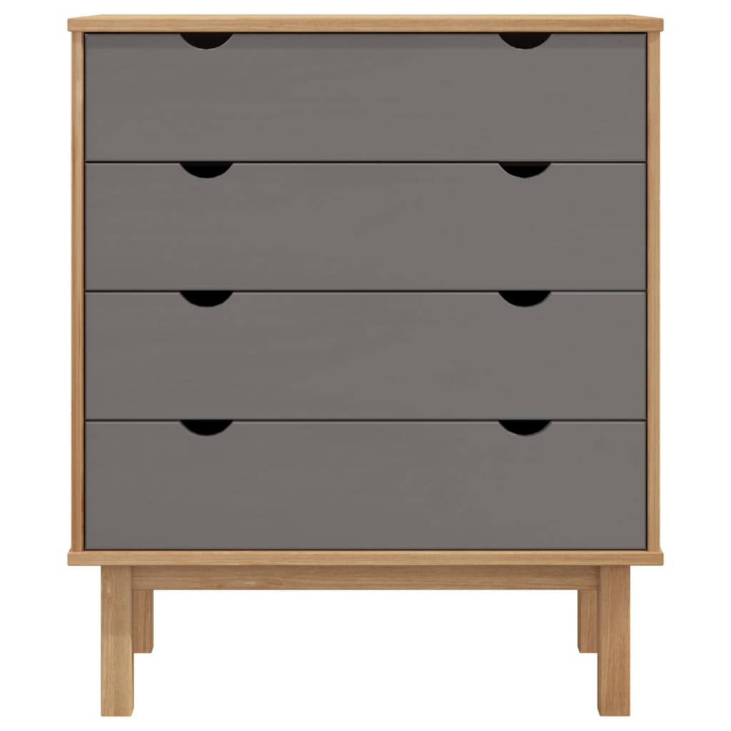 Commode OTTA Marron et gris 76,5x39,5x90 cm Bois de pin massif - XIOS