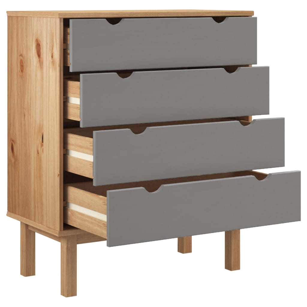Commode OTTA Marron et gris 76,5x39,5x90 cm Bois de pin massif - XIOS