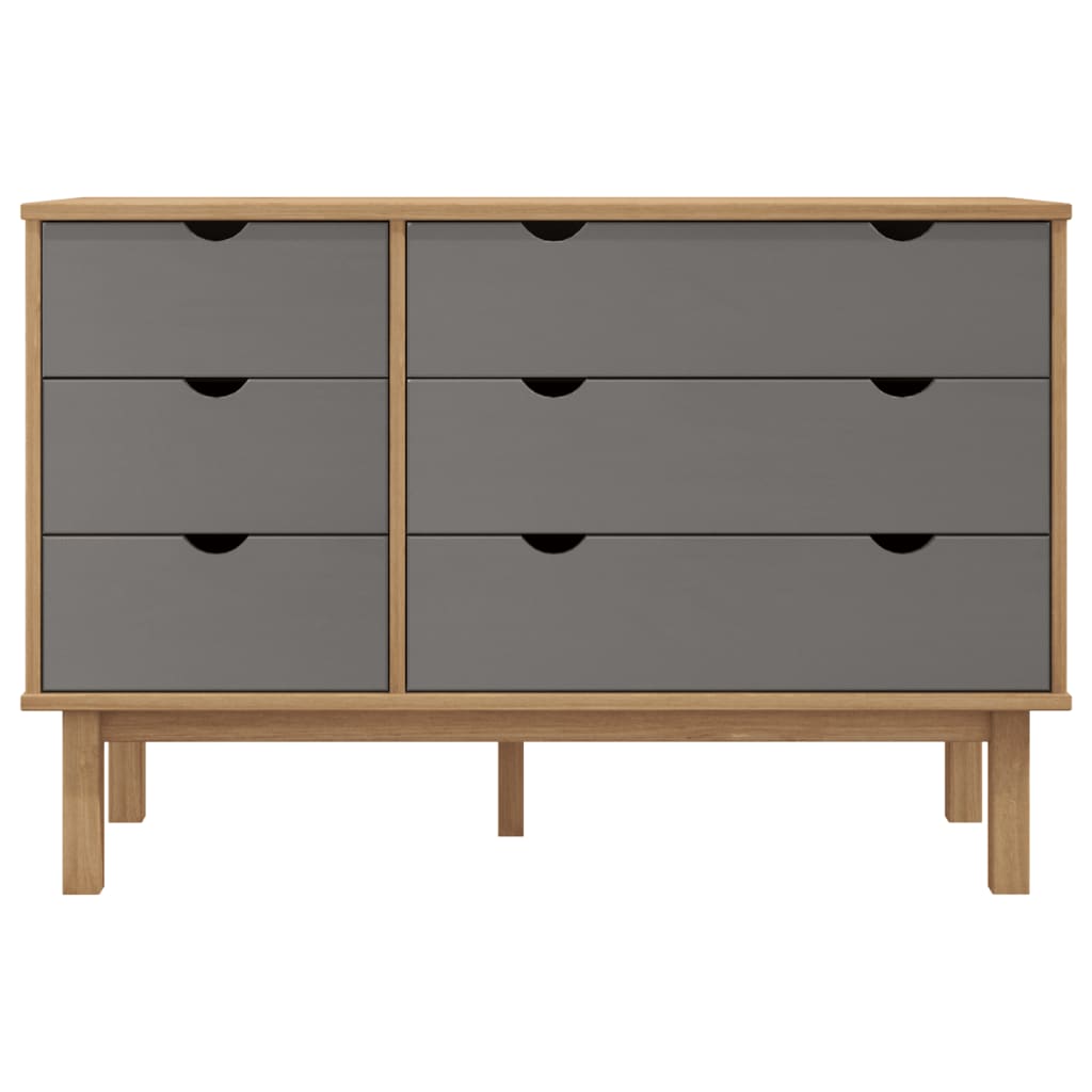 Commode OTTA marron et gris 111x43x73,5 cm bois de pin massif - XIOS