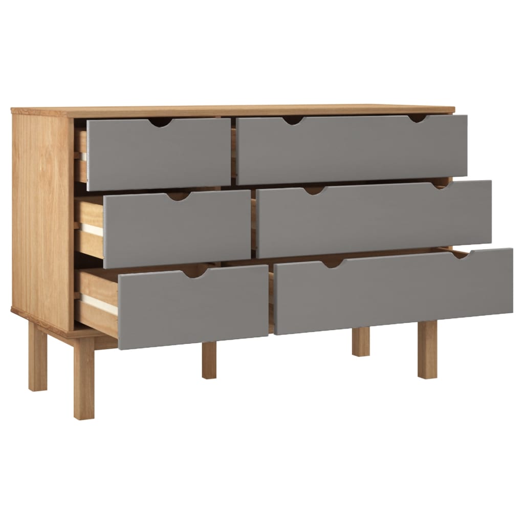 Commode OTTA marron et gris 111x43x73,5 cm bois de pin massif - XIOS