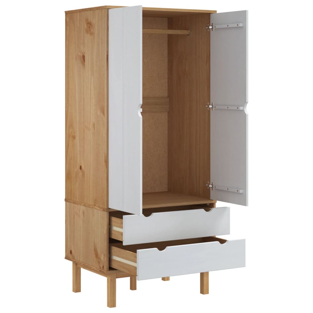 Garde-robe OTTA Marron et blanc 76,5x53x172 cm Bois massif pin - XIOS