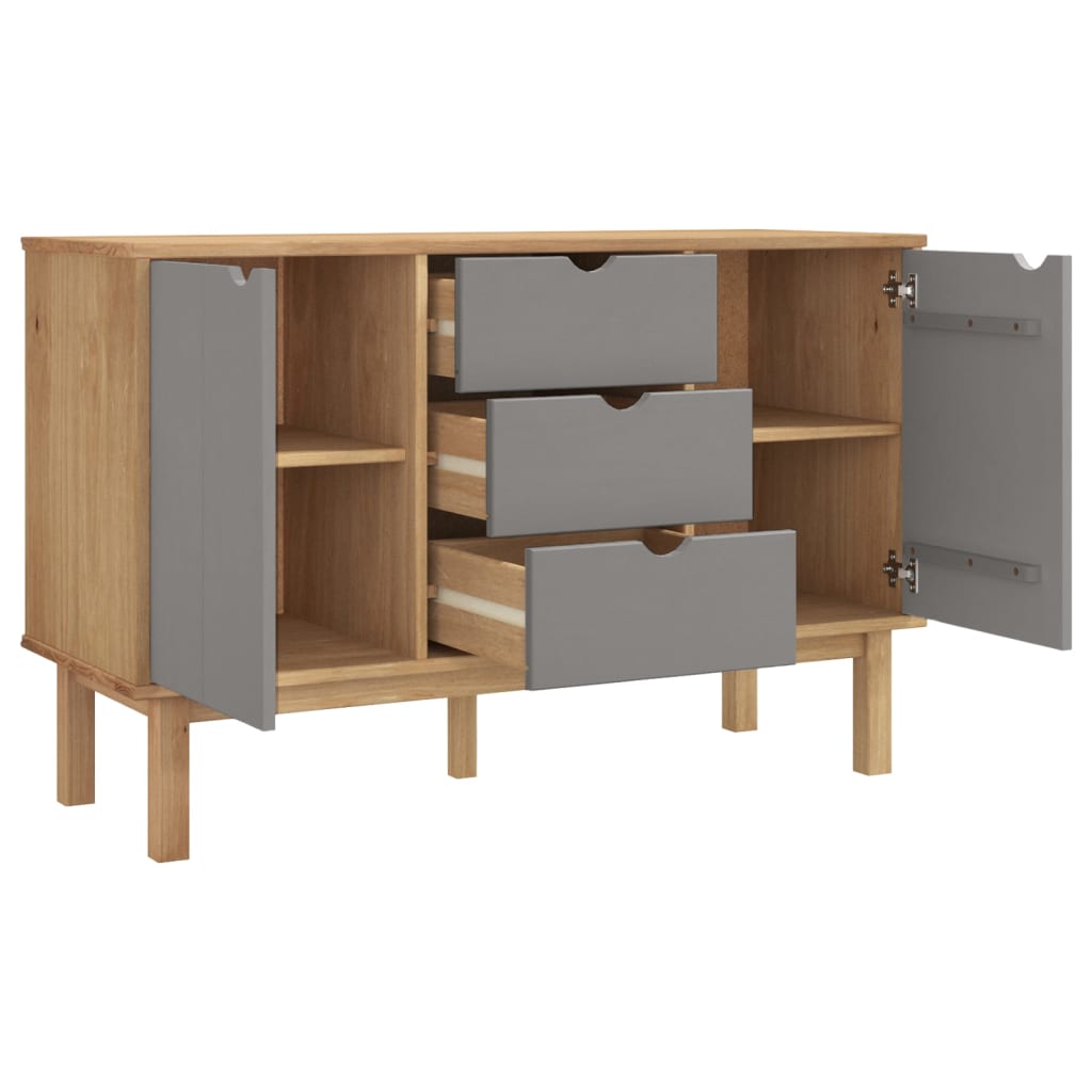 Buffet OTTA Marron et gris 113,5x43x73 cm Bois massif pin - XIOS