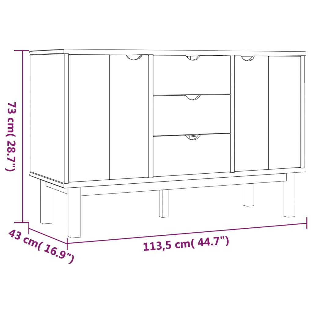 Buffet OTTA Marron et gris 113,5x43x73 cm Bois massif pin - XIOS