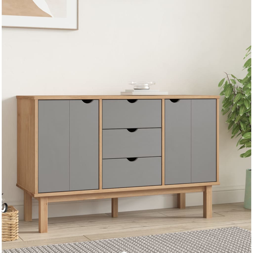 Buffet OTTA Marron et gris 113,5x43x73 cm Bois massif pin - XIOS