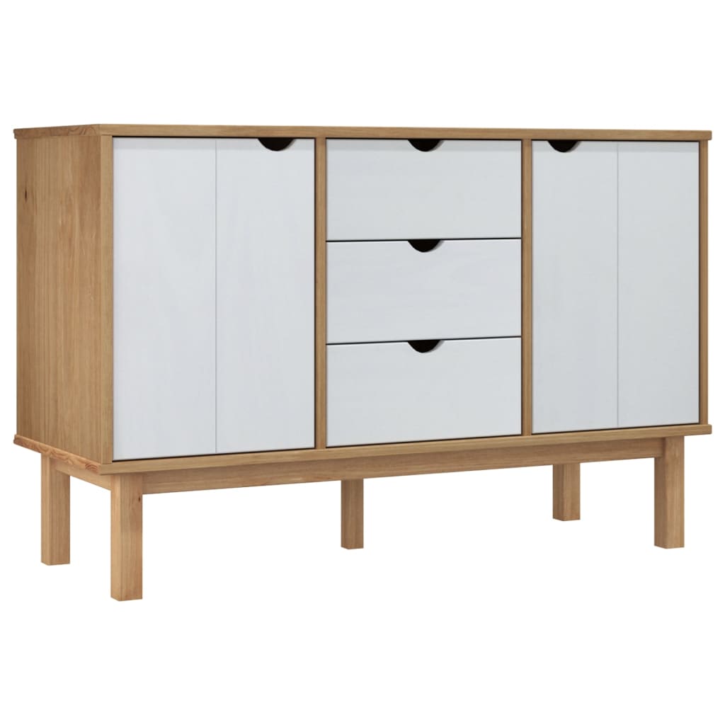 Buffet OTTA Marron et blanc 113,5x43x73 cm Bois massif pin - XIOS