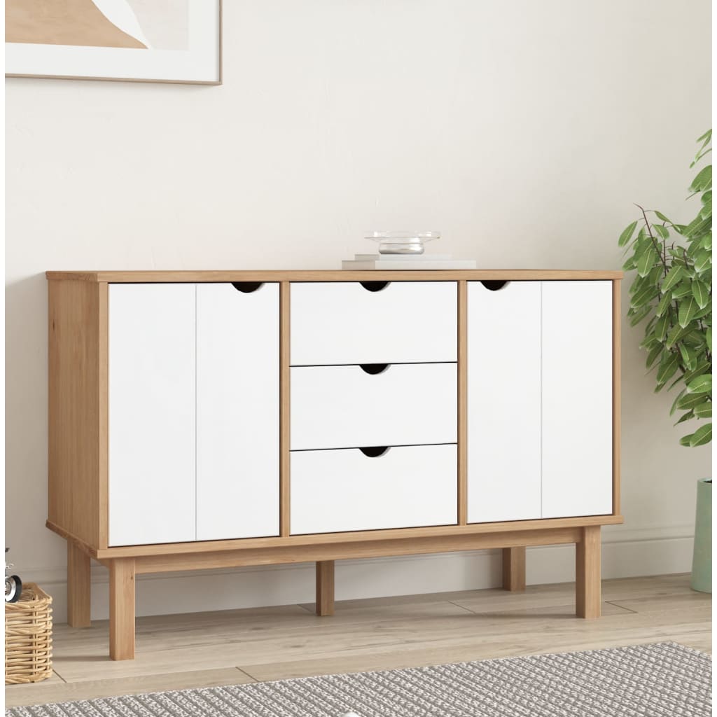 Buffet OTTA Marron et blanc 113,5x43x73 cm Bois massif pin - XIOS