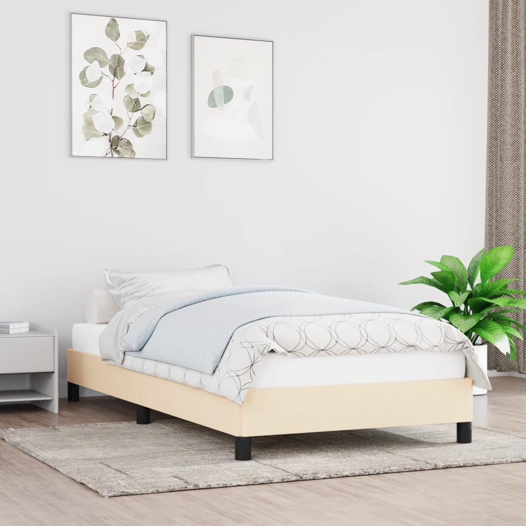 Cadre de lit sans matelas crème 90x190 cm tissu - XIOS