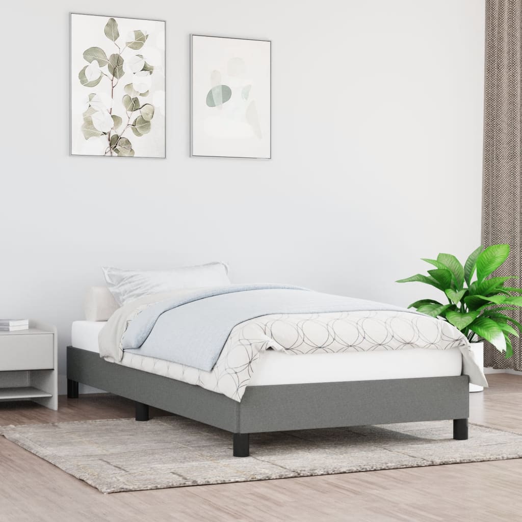 Cadre de lit sans matelas gris foncé 90x200 cm tissu - XIOS