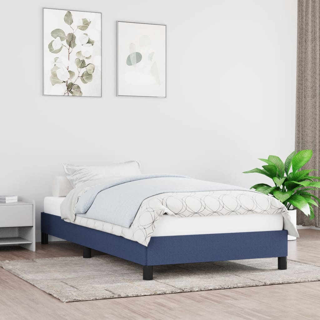 Cadre de lit sans matelas bleu 90x200 cm tissu - XIOS