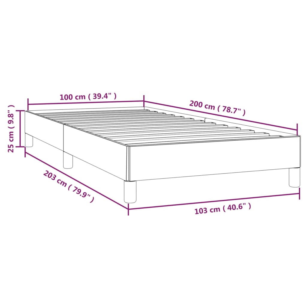 Cadre de lit sans matelas bleu 100x200 cm tissu - XIOS