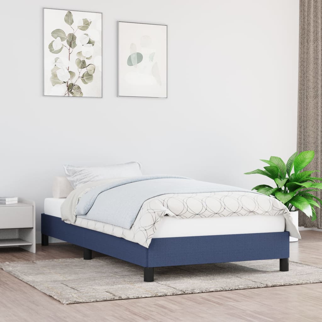 Cadre de lit sans matelas bleu 100x200 cm tissu - XIOS