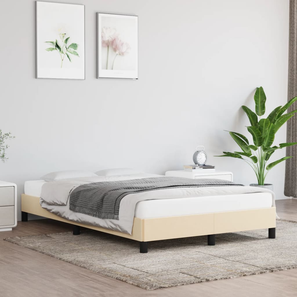 Cadre de lit sans matelas crème 120x200 cm tissu - XIOS