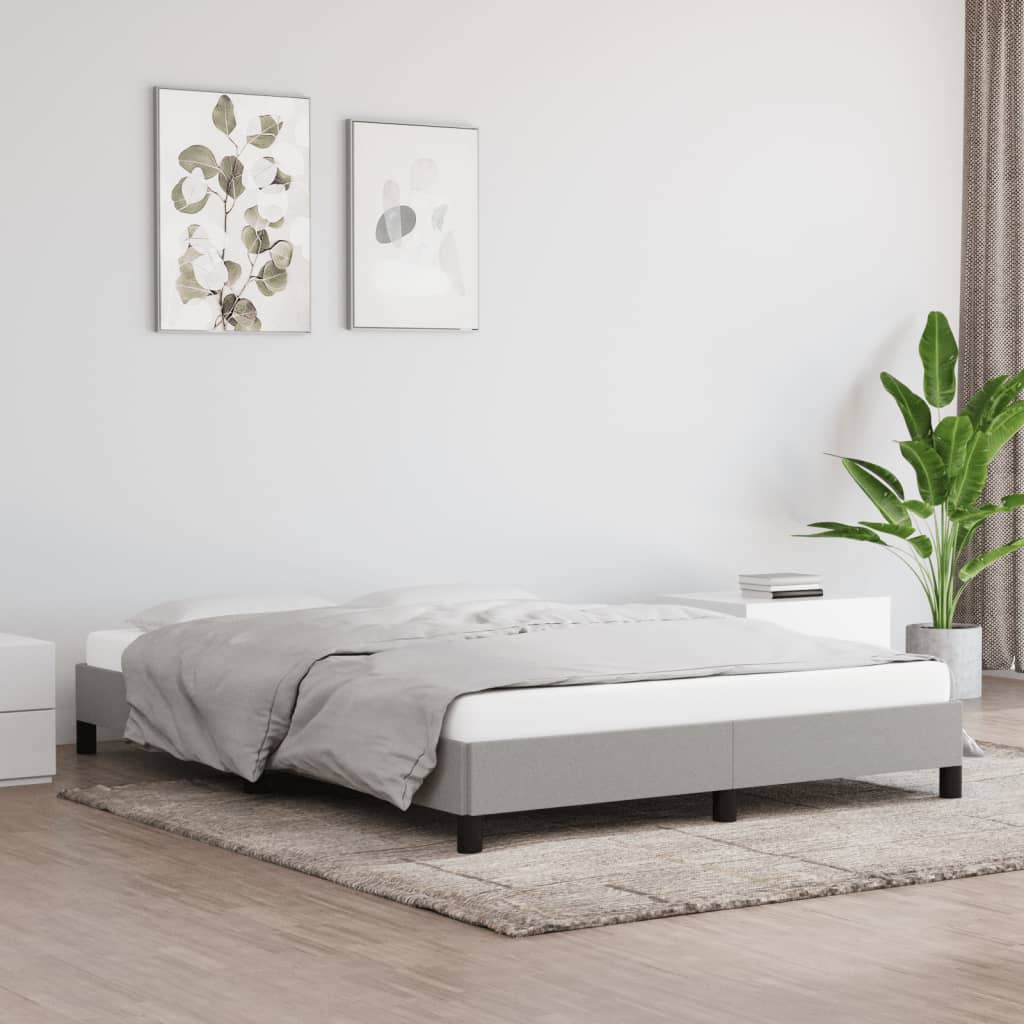 Cadre de lit sans matelas gris clair 140x190 cm tissu - XIOS