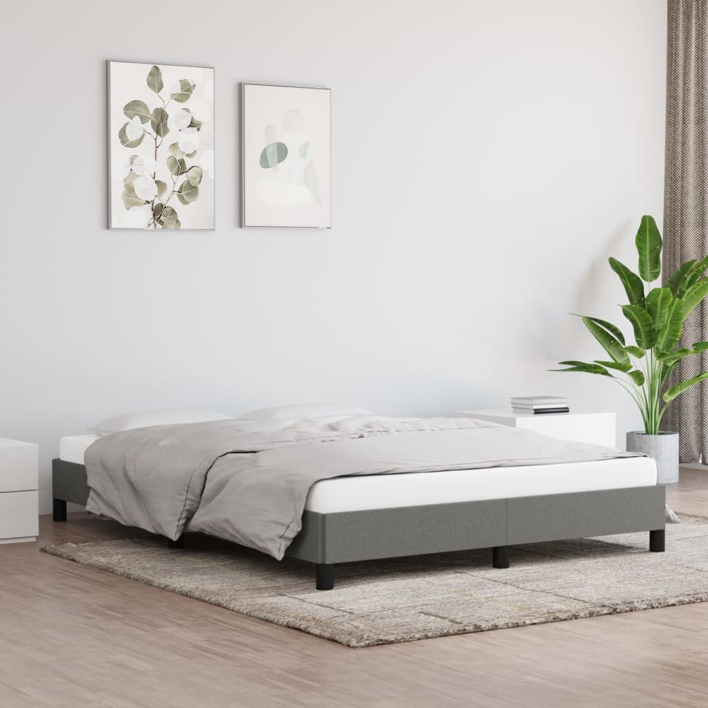 Cadre de lit sans matelas gris foncé 140x190 cm tissu - XIOS