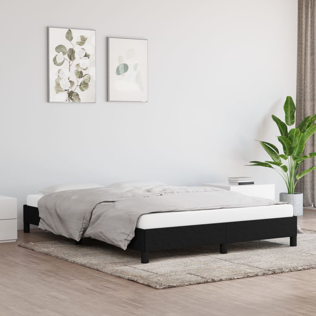Cadre de lit sans matelas noir 140x190 cm tissu - XIOS