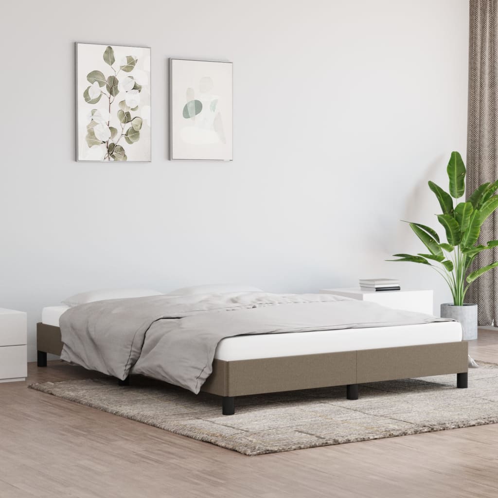 Cadre de lit sans matelas taupe 140x190 cm tissu - XIOS