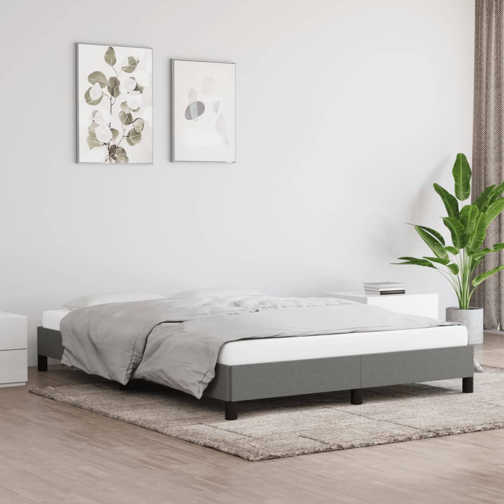 Cadre de lit sans matelas gris foncé 140x200 cm tissu - XIOS