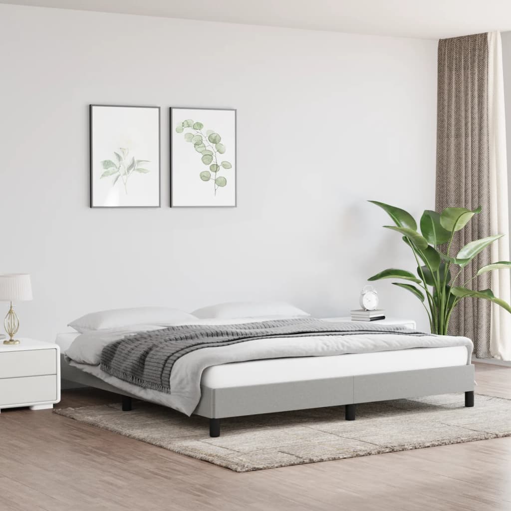 Cadre de lit sans matelas gris clair 160x200 cm tissu - XIOS