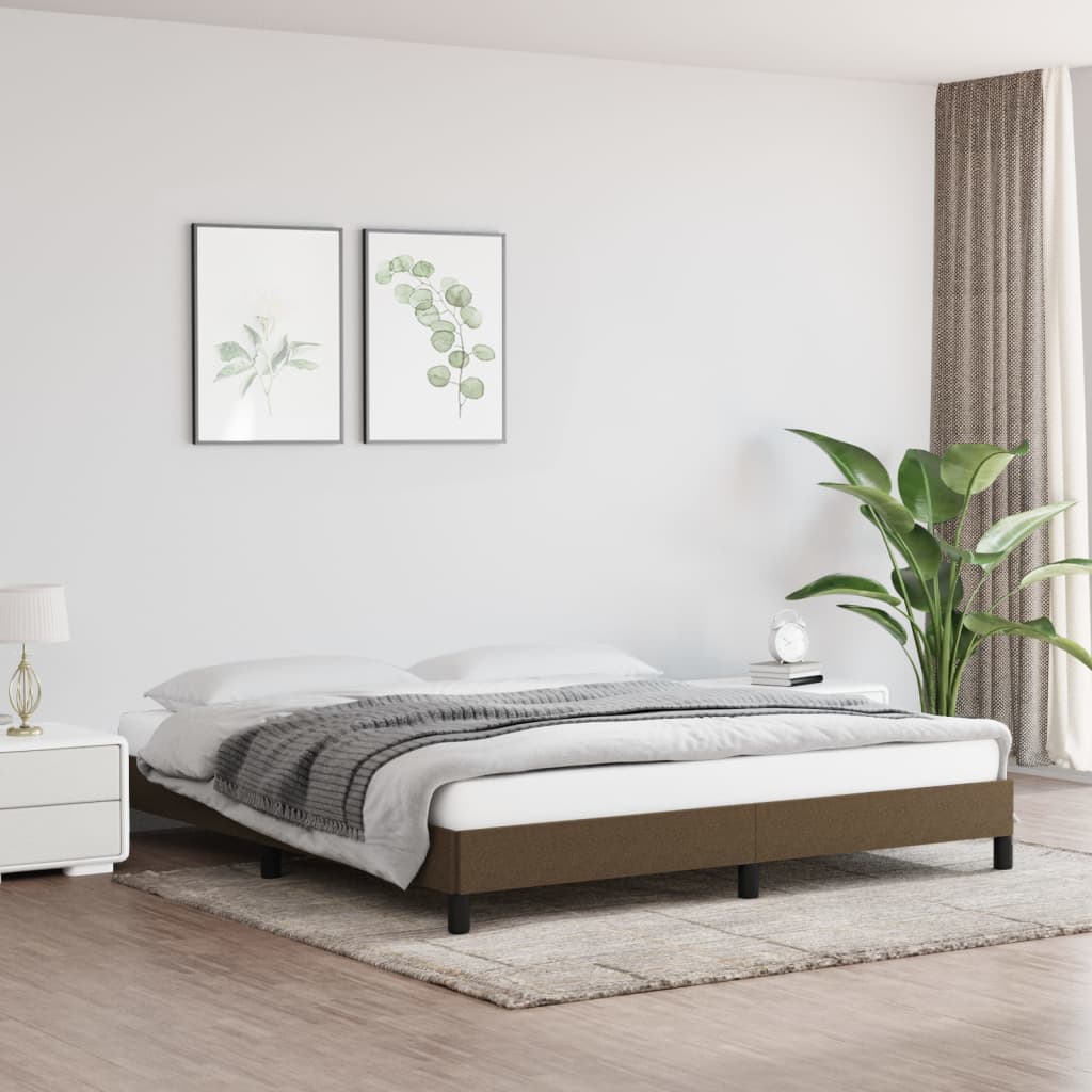 Cadre de lit sans matelas marron foncé 180x200 cm tissu - XIOS